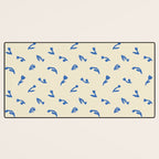 Abstract blue flower art pattern Desk Mat Gallery Image 3