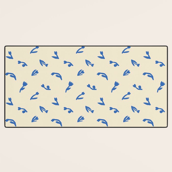Abstract blue flower art pattern Desk Mat Gallery Image 3