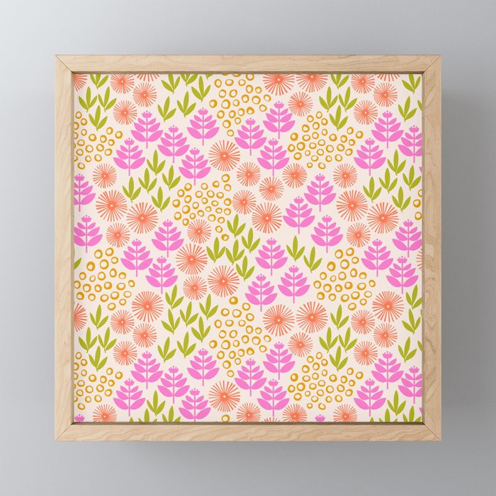 Retro Tropical Flora Pattern Mini Art Print Gallery Image 1