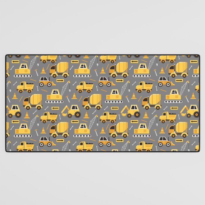 Construction Trucks on Gray Desk Mat Gallery Image 3