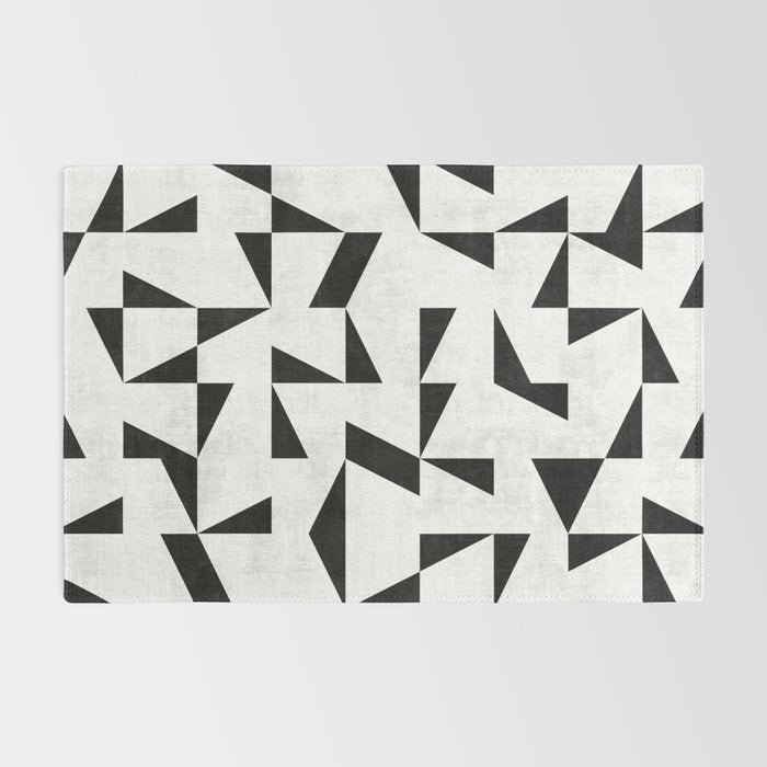 Mid-Century Modern Pattern No.11 - Black and White Conrete Rug Gallery Image 2