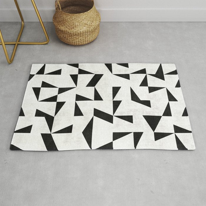 Mid-Century Modern Pattern No.11 - Black and White Conrete Rug Gallery Image 1