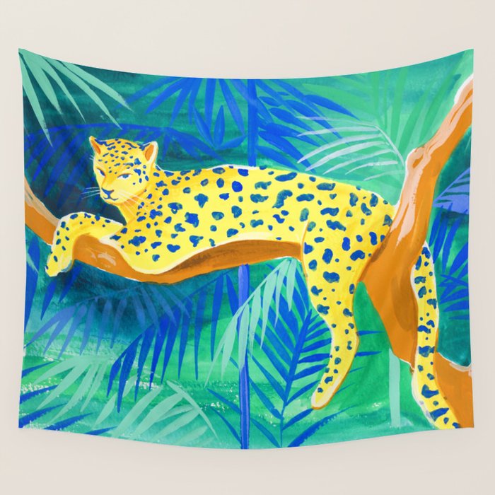 Leopard on Tree Wall Tapestry Gallery Image 4