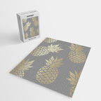 Glam Pineapple Art in Gray and Gold Jigsaw Puzzle Gallery Image 2