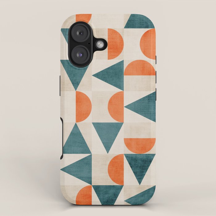 Geometric Modern Teal Orange Exclusive Artwork iPhone Case Gallery Image 1