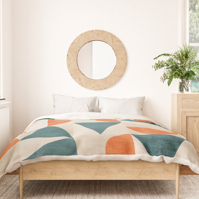 Geometric Modern Teal Orange Exclusive Artwork Duvet Cover Gallery Image 3