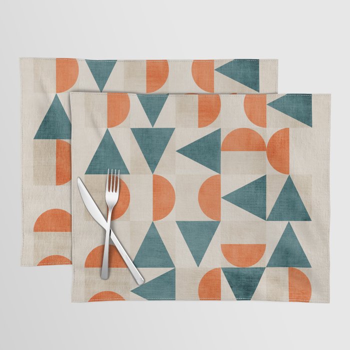 Geometric Modern Teal Orange Exclusive Artwork Placemat Gallery Image 1
