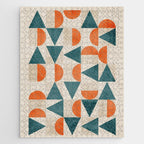 Geometric Modern Teal Orange Exclusive Artwork Jigsaw Puzzle Gallery Image 1