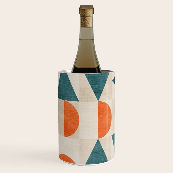 Geometric Modern Teal Orange Exclusive Artwork Wine Chiller Gallery Image 2