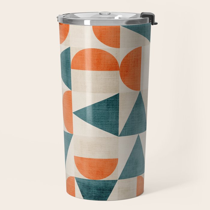 Geometric Modern Teal Orange Exclusive Artwork Travel Mug Gallery Image 2