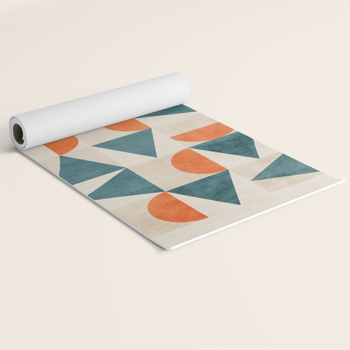 Geometric Modern Teal Orange Exclusive Artwork Yoga Mat Gallery Image 2