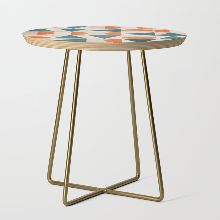 Geometric Modern Teal Orange Exclusive Artwork Side Table Gallery Image 1