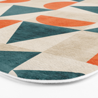 Geometric Modern Teal Orange Exclusive Artwork Bath Mat Gallery Image 3