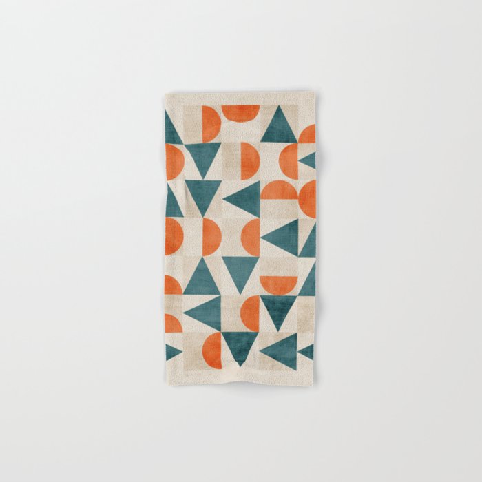 Geometric Modern Teal Orange Exclusive Artwork Bath Towel Gallery Image 1