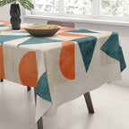 Geometric Modern Teal Orange Exclusive Artwork Tablecloth Gallery Image 3