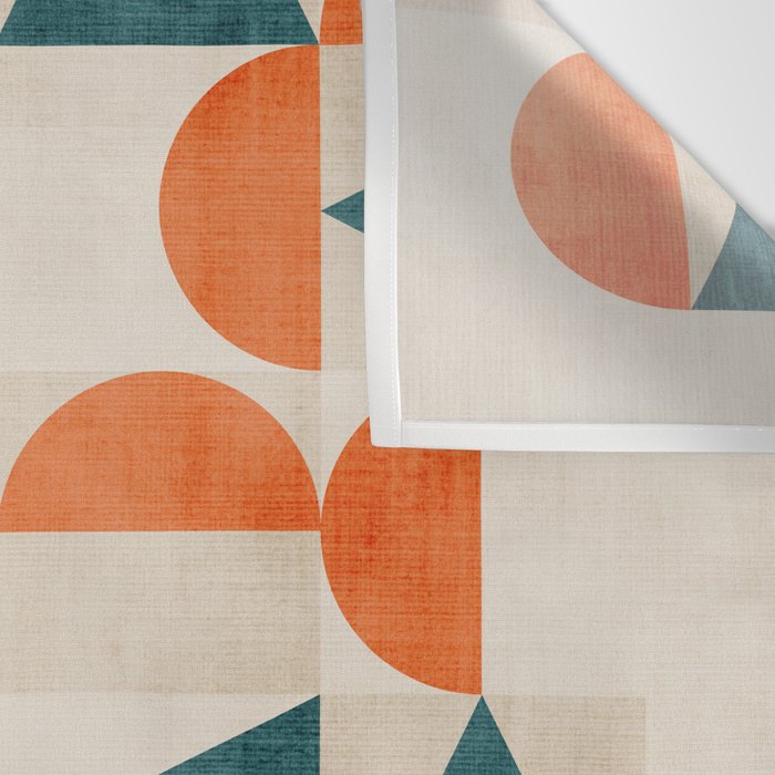 Geometric Modern Teal Orange Exclusive Artwork Wall Tapestry Gallery Image 3