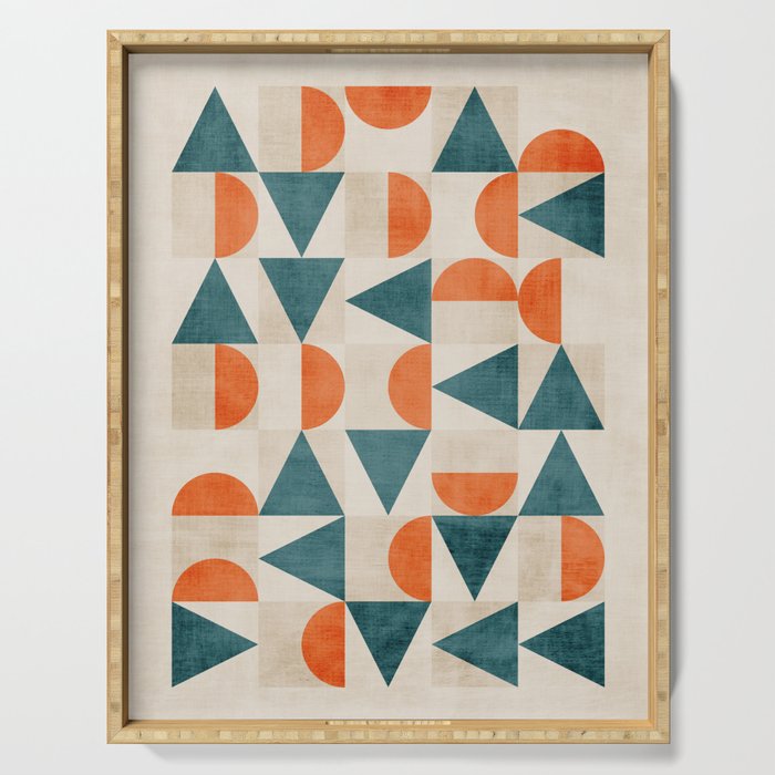 Geometric Modern Teal Orange Exclusive Artwork Serving Tray Gallery Image 1