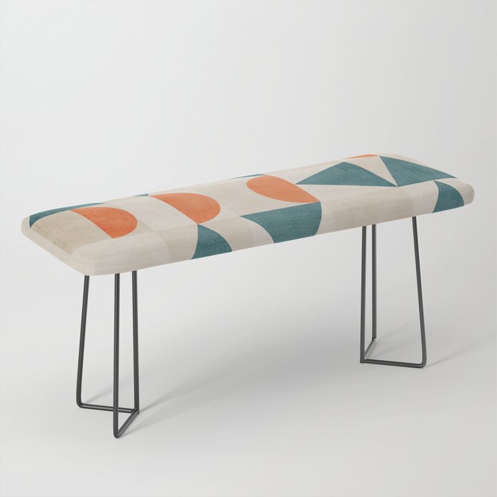 Geometric Modern Teal Orange Exclusive Artwork Bench Gallery Image 1
