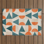 Geometric Modern Teal Orange Exclusive Artwork Outdoor Rug Gallery Image 1