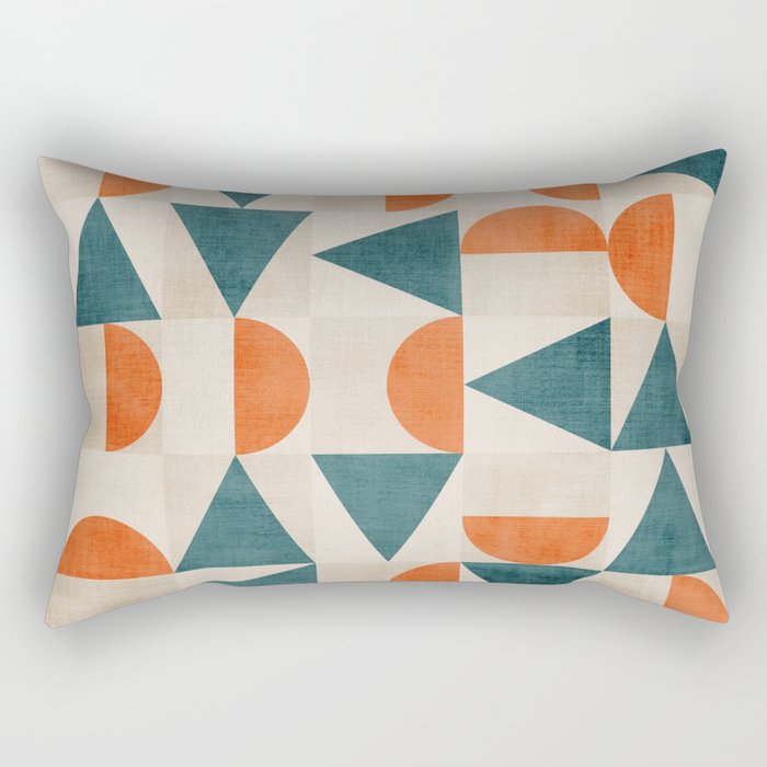 Geometric Modern Teal Orange Exclusive Artwork Rectangular Pillow Gallery Image 1