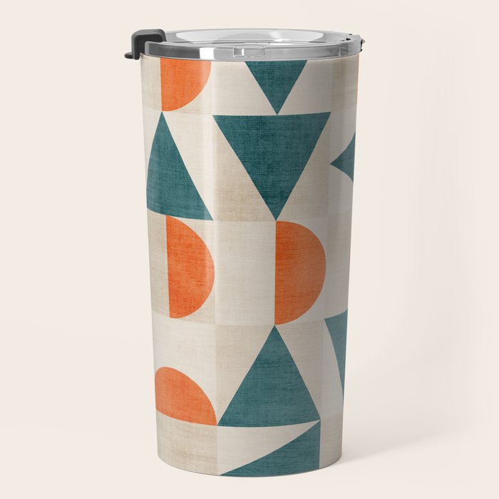 Geometric Modern Teal Orange Exclusive Artwork Travel Mug Gallery Image 3