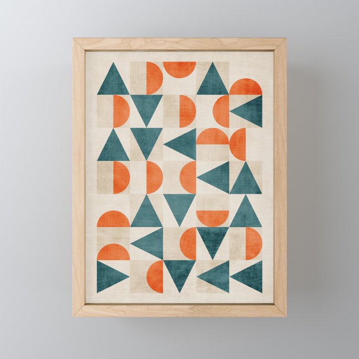 Geometric Modern Teal Orange Exclusive Artwork Mini Art Print Gallery Image 1