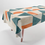 Geometric Modern Teal Orange Exclusive Artwork Tablecloth Gallery Image 1