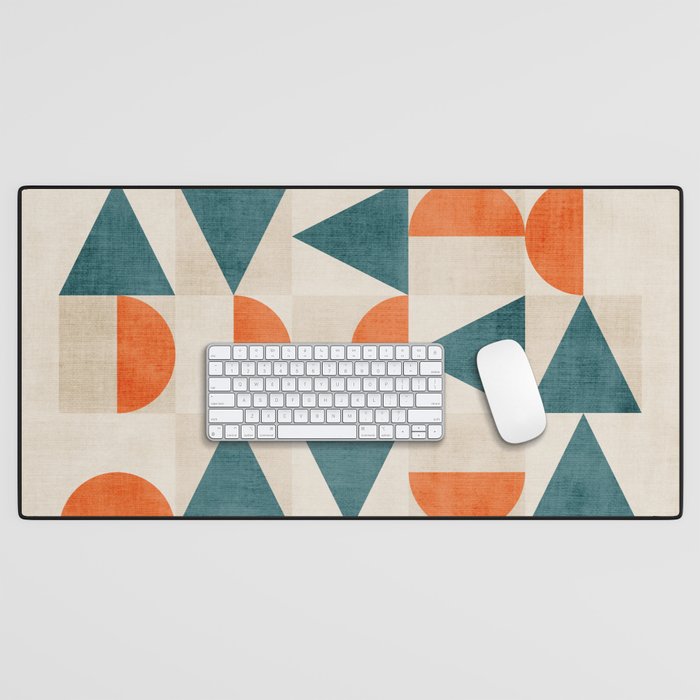 Geometric Modern Teal Orange Exclusive Artwork Desk Mat Gallery Image 1