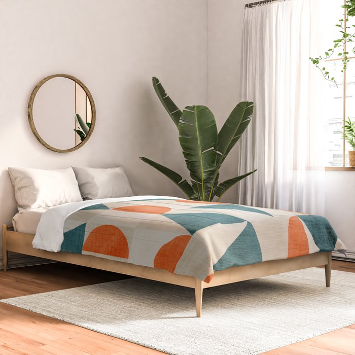 Geometric Modern Teal Orange Exclusive Artwork Comforter Gallery Image 2