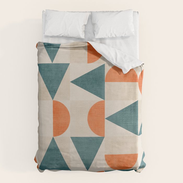 Geometric Modern Teal Orange Exclusive Artwork Duvet Cover Gallery Image 6