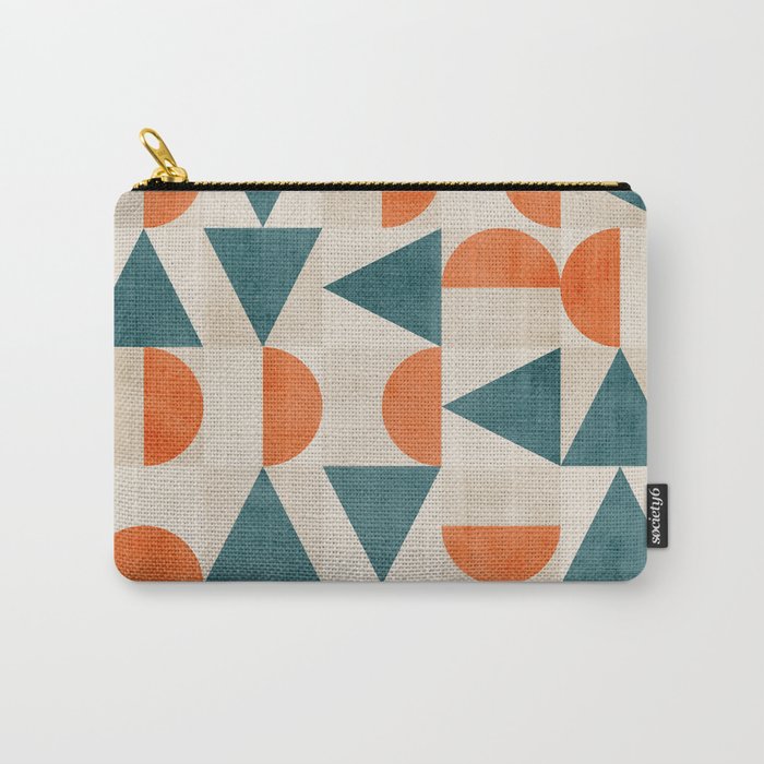 Geometric Modern Teal Orange Exclusive Artwork Carry All Pouch Gallery Image 1
