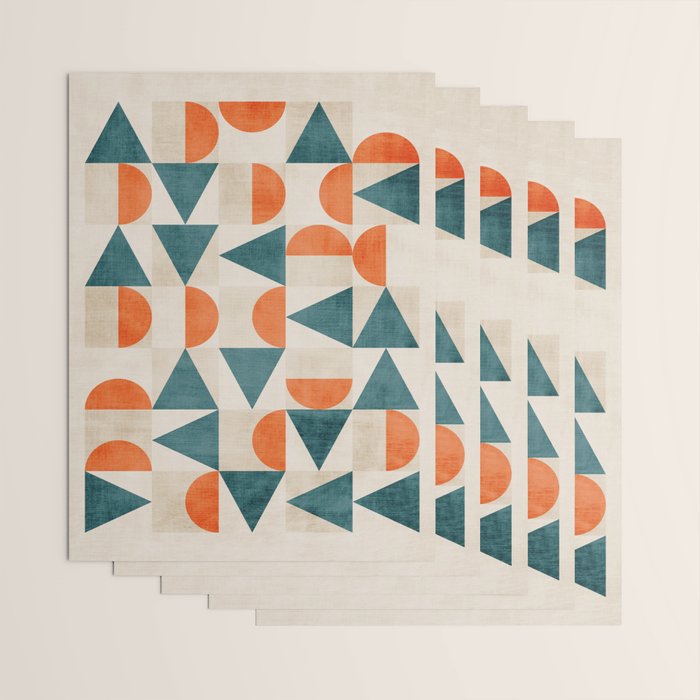 Geometric Modern Teal Orange Exclusive Artwork Wrapping Paper Gallery Image 3
