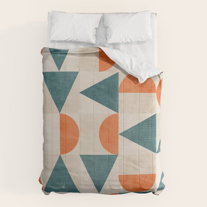 Geometric Modern Teal Orange Exclusive Artwork Comforter Gallery Image 1