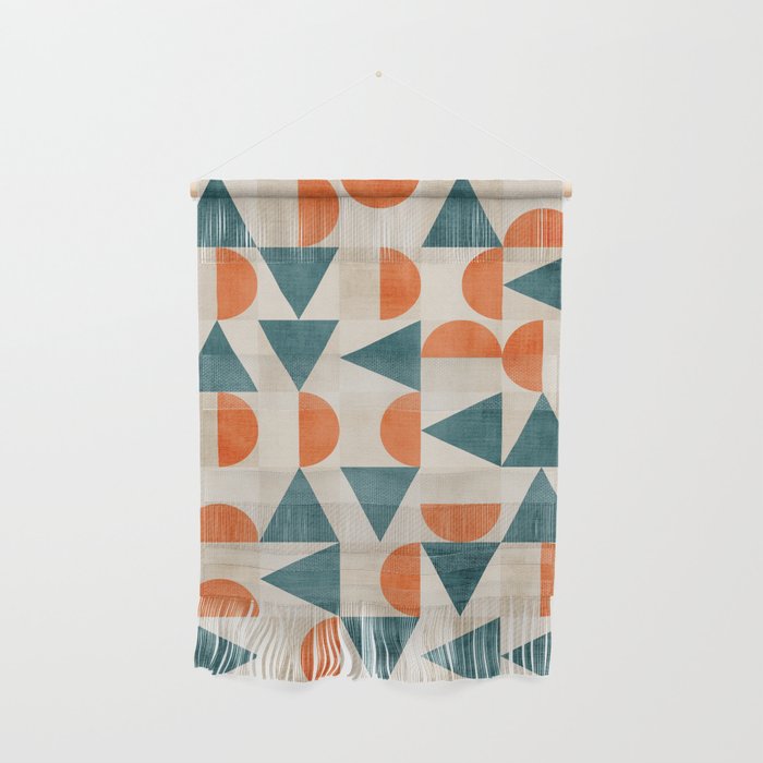 Geometric Modern Teal Orange Exclusive Artwork Wall Hanging Gallery Image 1