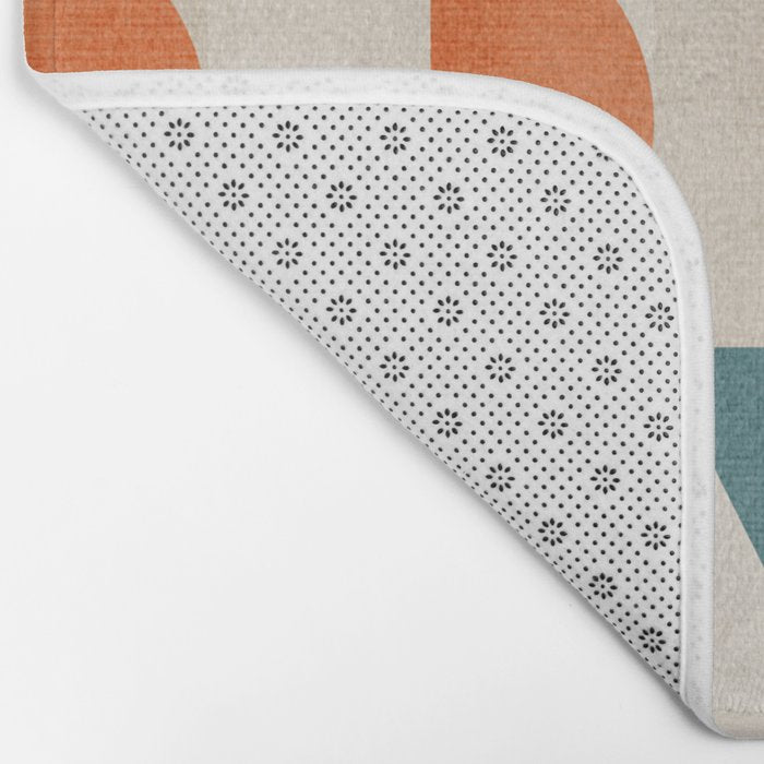 Geometric Modern Teal Orange Exclusive Artwork Bath Mat Gallery Image 2