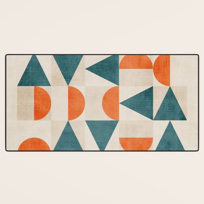 Geometric Modern Teal Orange Exclusive Artwork Desk Mat Gallery Image 3