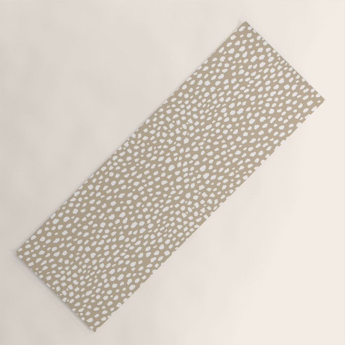 Handmade polka dot brush spots (white/tan) Yoga Mat Gallery Image 1