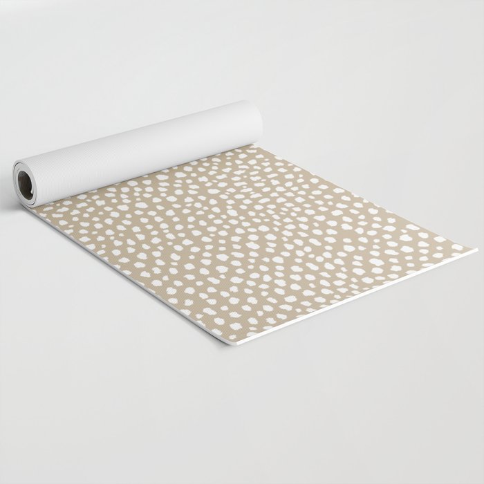 Handmade polka dot brush spots (white/tan) Yoga Mat Gallery Image 2