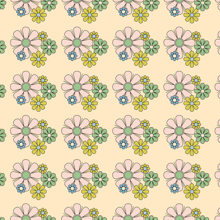 Retro Garden Party 60s 70s Geometric Floral Grid Pastel Pattern Coffee Mug Gallery Image 2