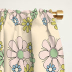 Retro Garden Party 60s 70s Geometric Floral Grid Pastel Pattern Window Curtain Gallery Image 2