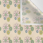Retro Garden Party 60s 70s Geometric Floral Grid Pastel Pattern Wall Tapestry Gallery Image 3
