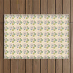 Retro Garden Party 60s 70s Geometric Floral Grid Pastel Pattern Outdoor Rug Gallery Image 1