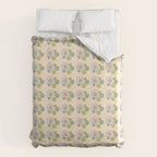 Retro Garden Party 60s 70s Geometric Floral Grid Pastel Pattern Duvet Cover Gallery Image 6