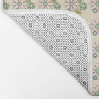 Retro Garden Party 60s 70s Geometric Floral Grid Pastel Pattern Bath Mat Gallery Image 2