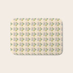Retro Garden Party 60s 70s Geometric Floral Grid Pastel Pattern Bath Mat Gallery Image 1