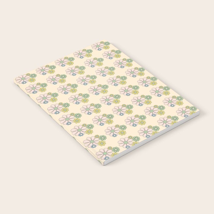 Retro Garden Party 60s 70s Geometric Floral Grid Pastel Pattern Notebook Gallery Image 2