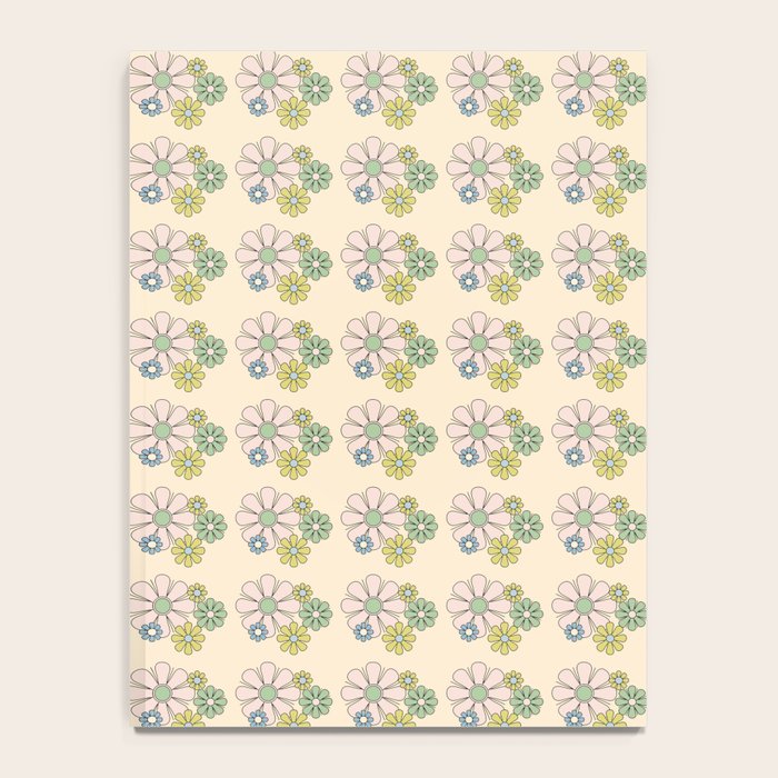 Retro Garden Party 60s 70s Geometric Floral Grid Pastel Pattern Notebook Gallery Image 4
