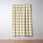 Retro Garden Party 60s 70s Geometric Floral Grid Pastel Pattern Window Curtain Gallery Image 3
