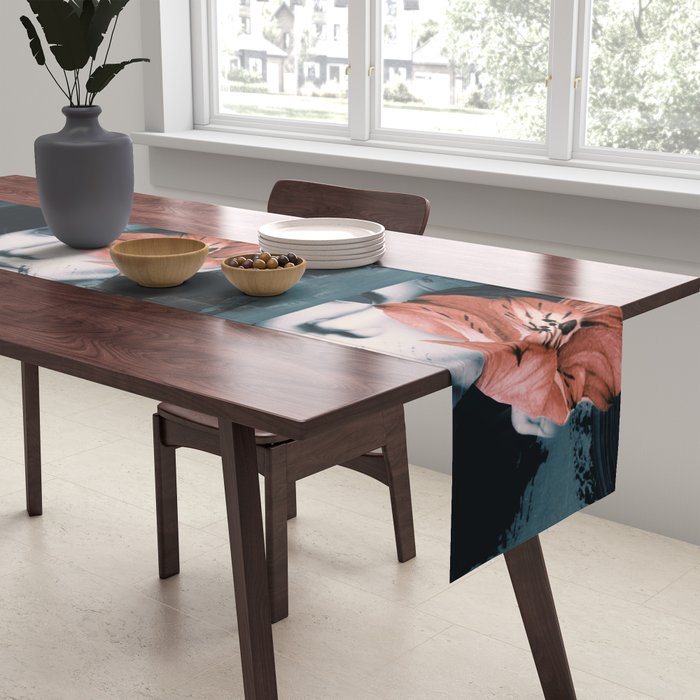 Red Flowers/Lady Portrait Table Runner Gallery Image 2