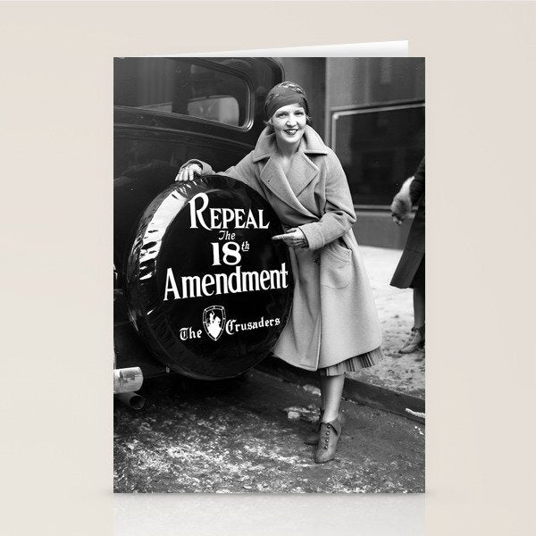 Roaring twenties repeal alcoholic prohibition volstad 18th amendment act flapper protest black and white vintage photograph - photography - photographs Stationery Card Gallery Image 2